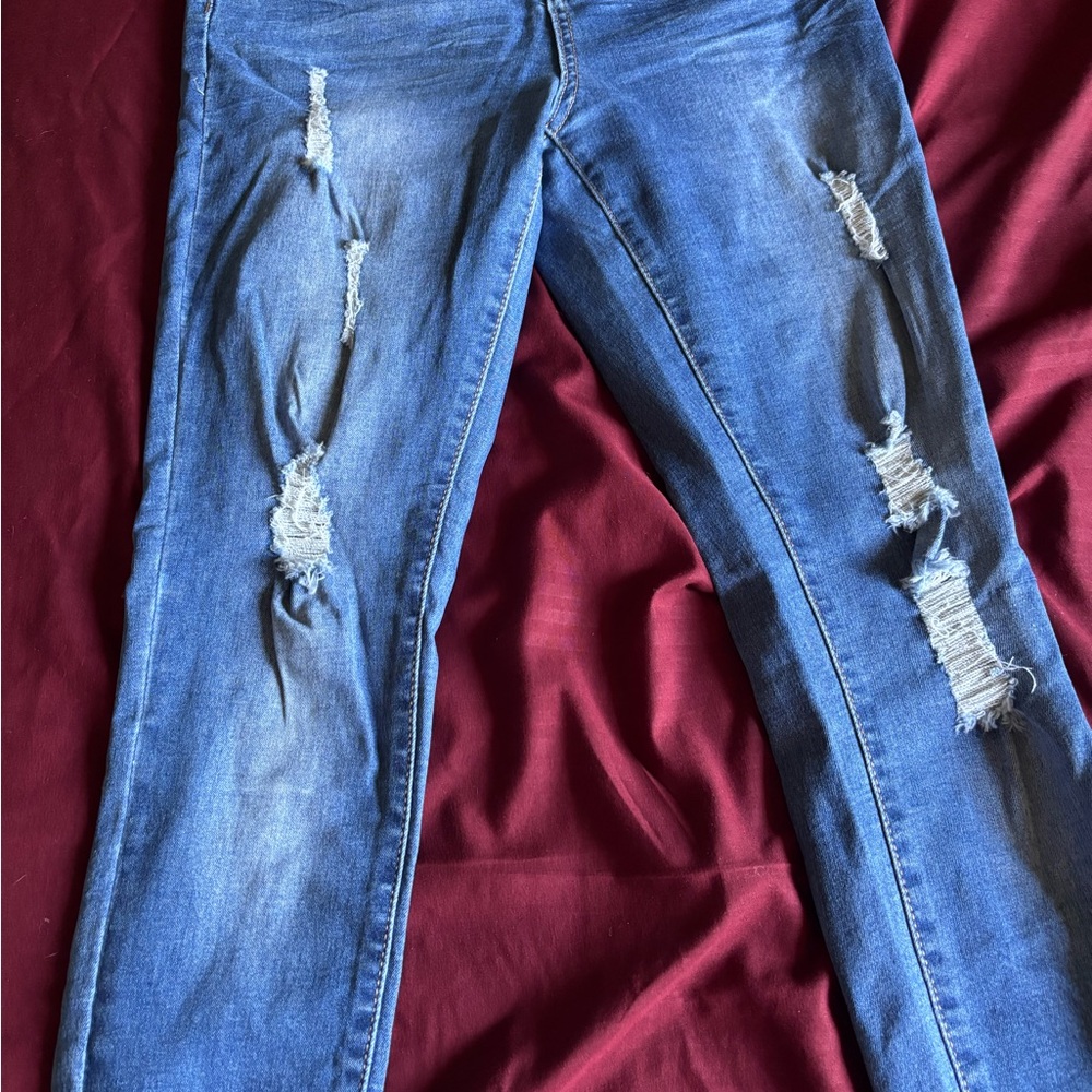 Wax Jean Women's Blue Distressed Skinny Jeans